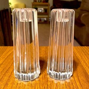 Pair of Tiffany & Co. Ribbed Crystal candle holders, 5 in.
